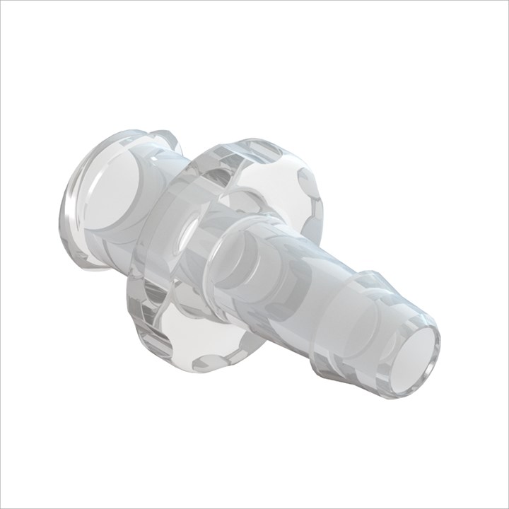 Female Luer Lock to 5/32" High Flow Barb (4mm) ID Tubing - Clear Polycarbonate