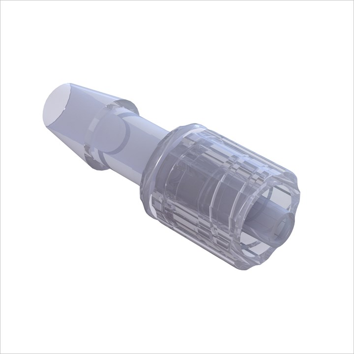 Rotating Male Luer With Snap Ring to 1/4" High Flow Barb (6.25mm); High Flow