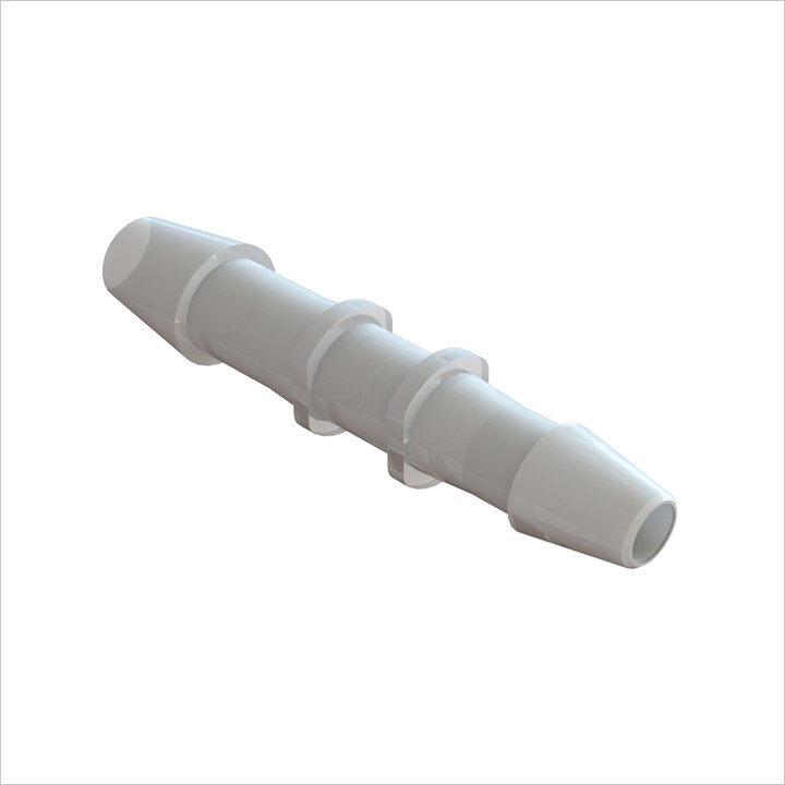 Straight Reducing Connector 1/4" to 3/16" Barb (6.25mm to  4.75mm) ID Tubing - Kynar 1000HD
