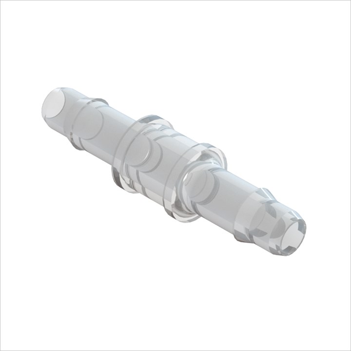 Straight Connector with Rigid 3/32" Barbs (2.25mm) ID Tubing - Animal Free Polypropylene