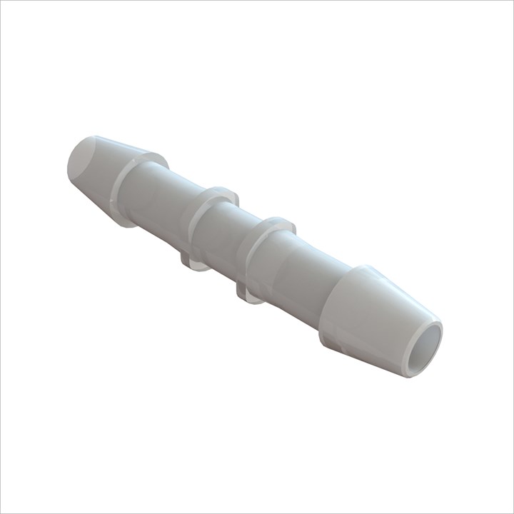 Straight Connector with 1/4" Barbs (6.25mm) ID Tubing - Kynar 1000HD