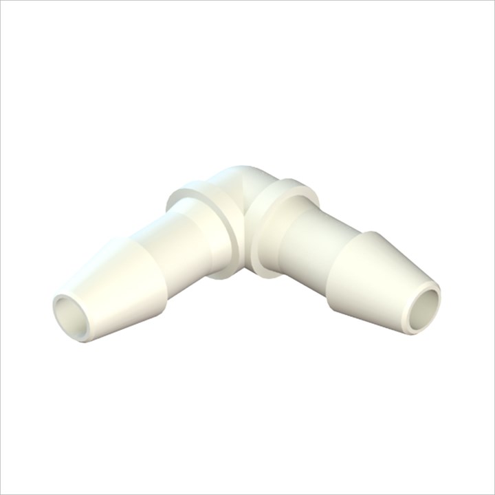 Elbow Connector with 1/16" Barbs (1.5mm) ID Tubing