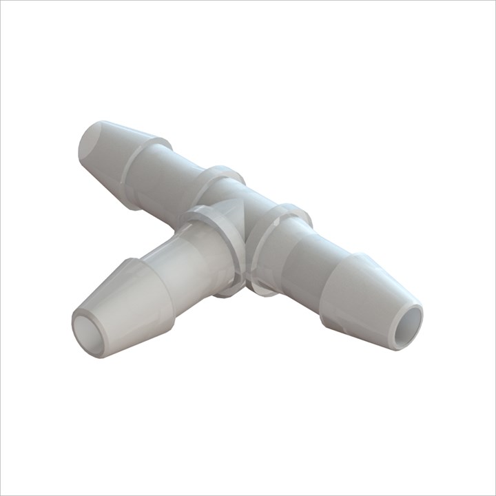Tee Connector with 3/32" Barbs (2.25mm) ID Tubing - Kynar 1000HD