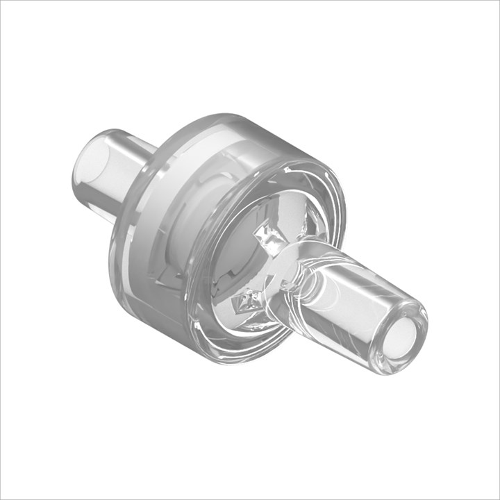Acrylic High Flow Check Valve, Silicone Seal, 1/8" ID Bond-In Port