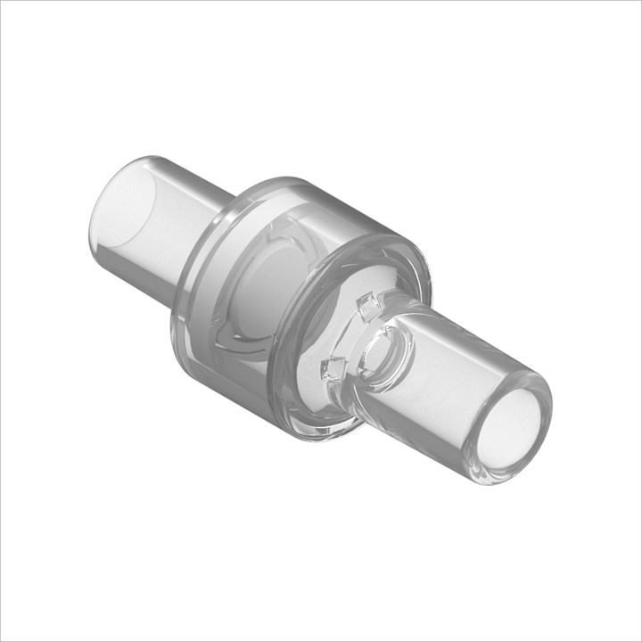 Acrylic High Flow Check Valve, Silicone Seal, 1/4" ID Bond-In Port