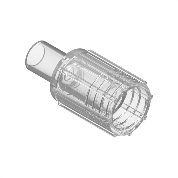Large Bore Female Shielded Connector - 1/4" ID Bond-In Port, Acrylic