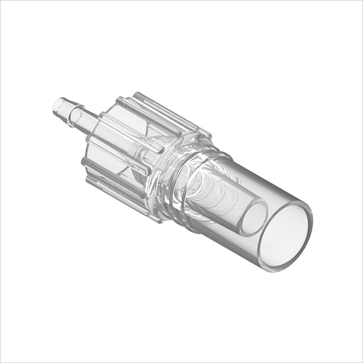 Large Bore Male Shielded Connector - 1/8" ID Bond-In Port, Acrylic