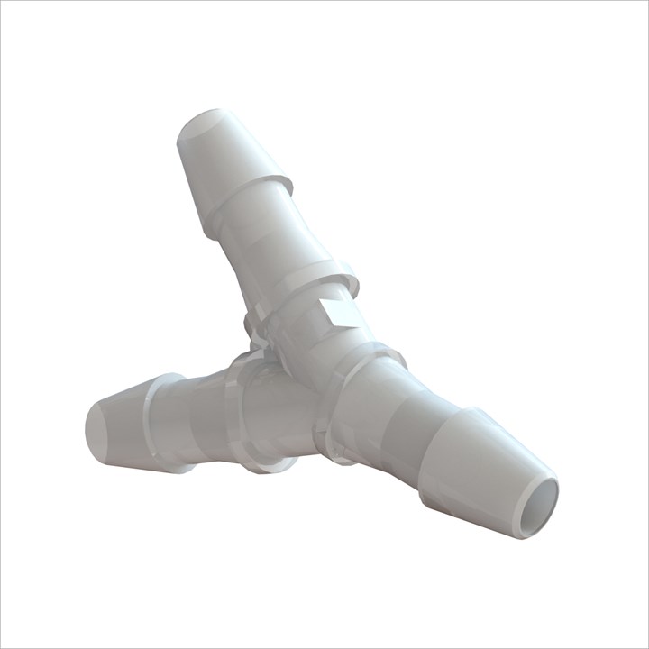 Y Connector with 5/32" Barbs (4mm) ID Tubing - Kynar 1000HD