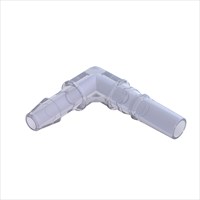 Male Slip Luer Elbow to 1/8" barb (3mm) ID Tubing, Lipid Resistant RSPC