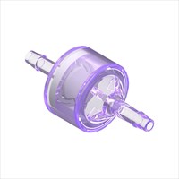 Radiation Stable Polycarbonate High Flow Check Valve, Silicone Seal, 1/8" Barb